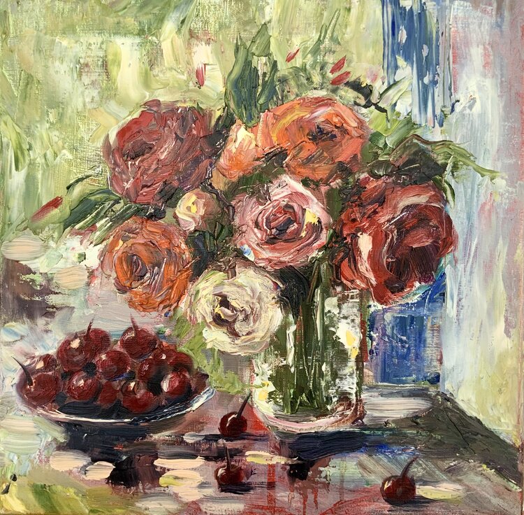 Still life painting. summertime by Alexandre Jagoda.
Flowers painting fruit painting. 