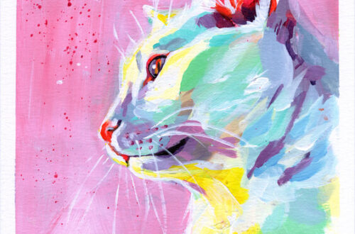 White Cat by Christin Voscort (2022) cat art in acrylic